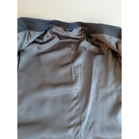 Joseph & Feiss Gray Cream Large Check Two-Button Blazer Size 46/41 100% Wool - Picture 4 of 7